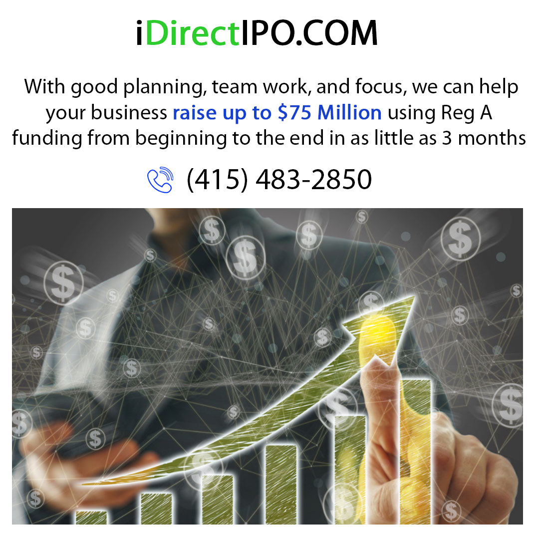 iDirectIPO's tweet photo. #SecuritiesExchangeCommission Reg-A+ allows #businessowners &amp; #entrepreneurs #raisecapital up to $75m directly through the public. You can #advertise and #raisefunds through non-accredited #investor (some restrictions apply): https://t.co/CvHLkQNeEE

#Investment #SEC #Exemption https://t.co/bSg6FzEKMP