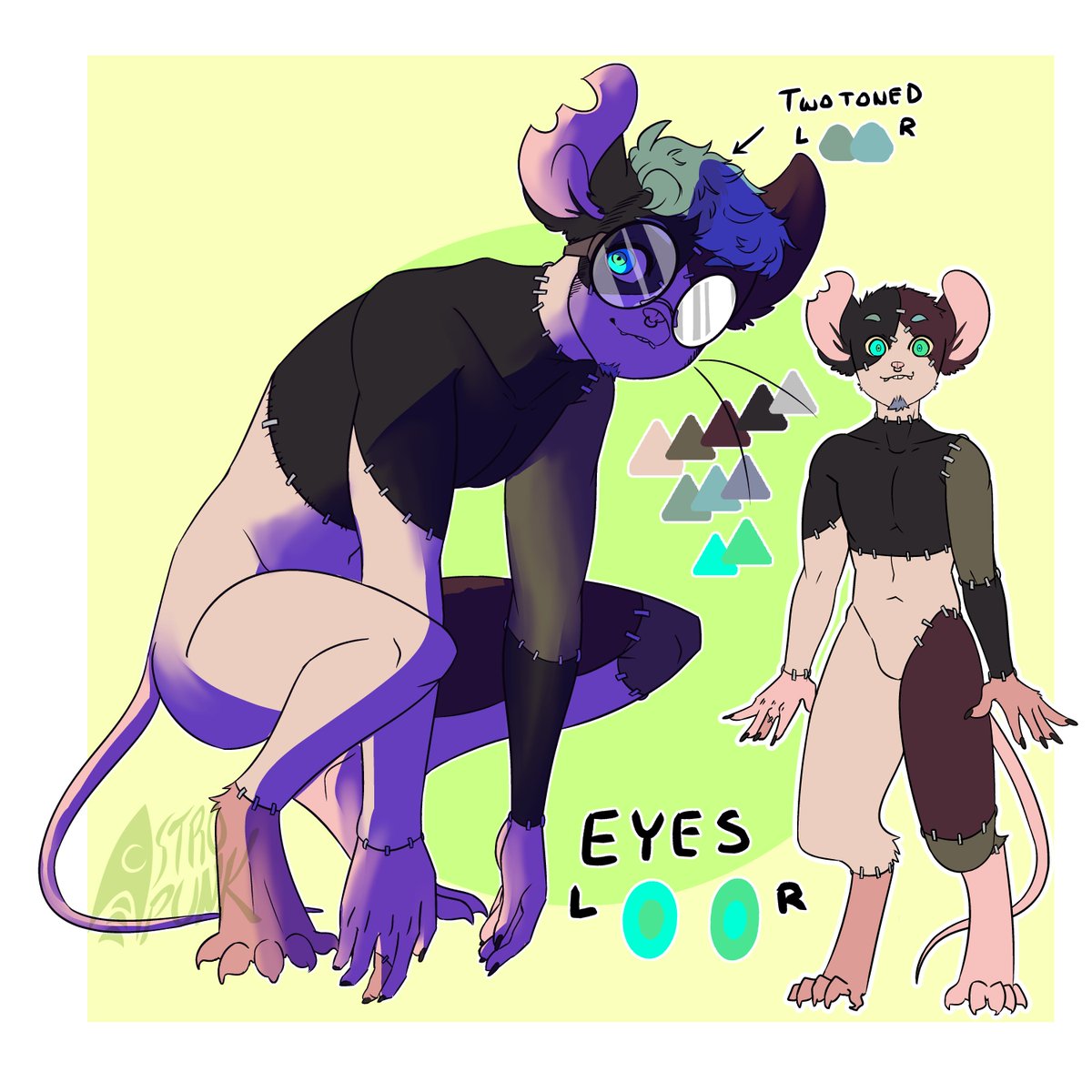 astr0punkArt's tweet photo. made a design for a friend of mine @w6rms with a full #refsheet!! thinking about offering things like these up ! who knows!! #furryart #anthro #mousefurry https://t.co/jdQYGBJ8u3