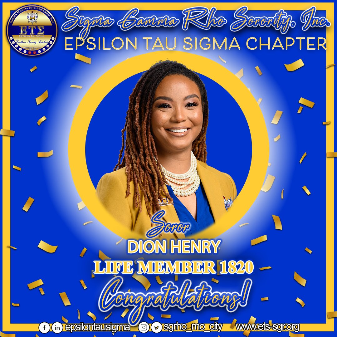 sgrhomocity's tweet photo. Help the Elite Epsilon Tau Sigma Chapter congratulate our phenomenal Centennial Basileus, Dion Henry, on becoming Life Member #1820 of Sigma Gamma Rho Sorority, Inc.! #Greater #SGRho #EliteETS #MoCityPretty🐩#lifemember https://t.co/ALaOlolVga