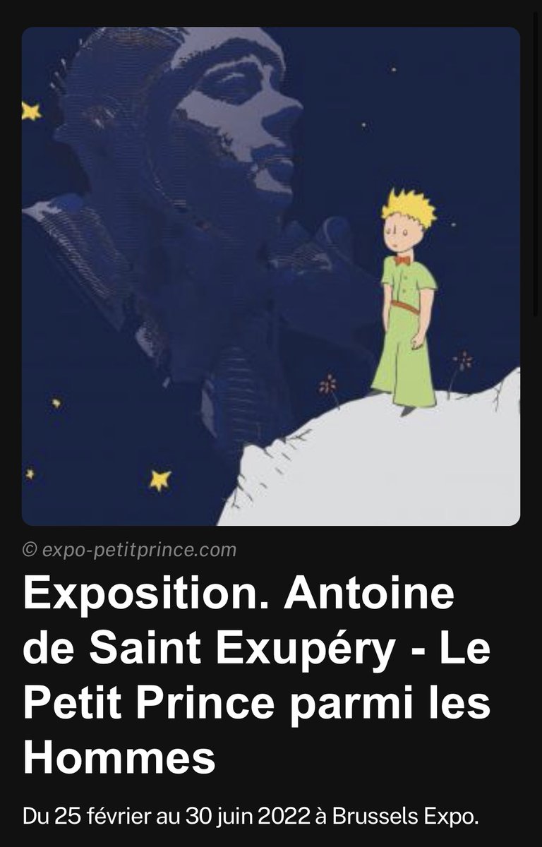TardifJulien's tweet photo. L’exposition Antoine de #StExupery, un petit Prince parmis les Hommes, sera à #Bruxelles
dès le 25 février jusqu’au 30 juin 2022. Fondation Antoine de St Exupery #FASEJ -> https://t.co/KV7Q78G96c https://t.co/szrb36g0AN