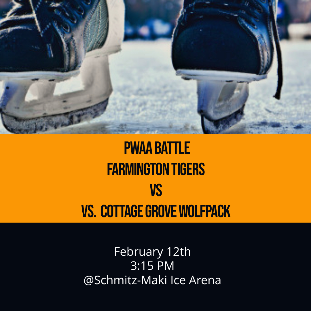 🚨GAMEDAY🚨
Huge District 8 game:
Tigers vs Wolfpack on Feb. 12th, Saturday at 3:15pm.
The boys would love to see all those Tiger fans in the stands at Maki Arena. #MakeSomeNoise #TigerPride 
<a href="/YouthHockeyHub/">YHH</a> <a href="/FarmingtonFYHA/">Farmington Hockey MN</a>
