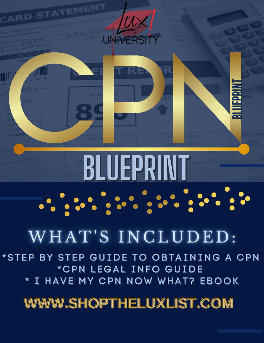 BiancaLovely's tweet photo. Would you like to learn how to make a CPN? We teach you how to create a successful CPN that can protect your SSN amd give you financial freedom while repairing your credit.
Visit https://t.co/KmQyutVJNC and Grab your copy today!!! π
#cpnplug #cpn #creditrepair https://t.co/xog5jKfcbi