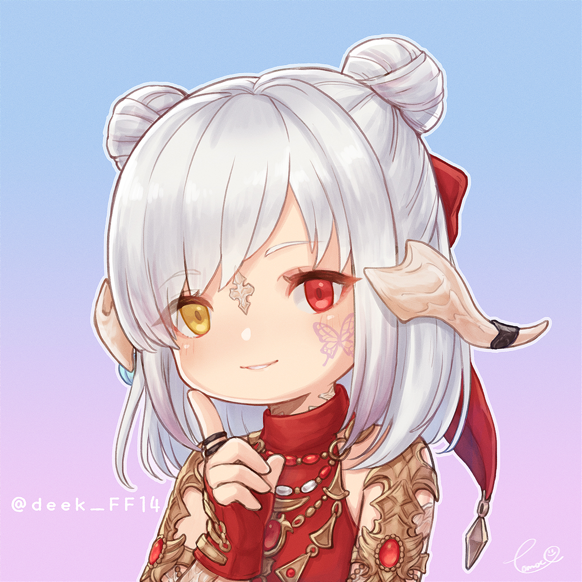 sumeshi_9's tweet photo. 【ララフェル化！？イラスト企画】のイラストが完成しました！
お二人ともアウラレンちゃんでした！わたしが普段描くララフェルな絵柄で描かせていただいたのですが、ララフェルとは違った魅力でとっても楽しかったです🥰
ディークさん、Chiyuさん、ありがとうございました🌟 https://t.co/y8cgIx2Hyy