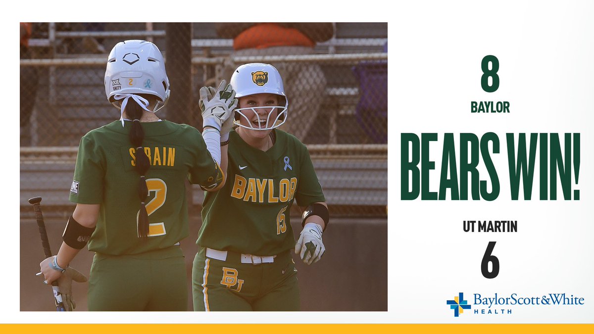 BaylorSoftball's tweet photo. FIRST DUB 👏

#SicEm🐻🥎 https://t.co/GkJr3zvXQb