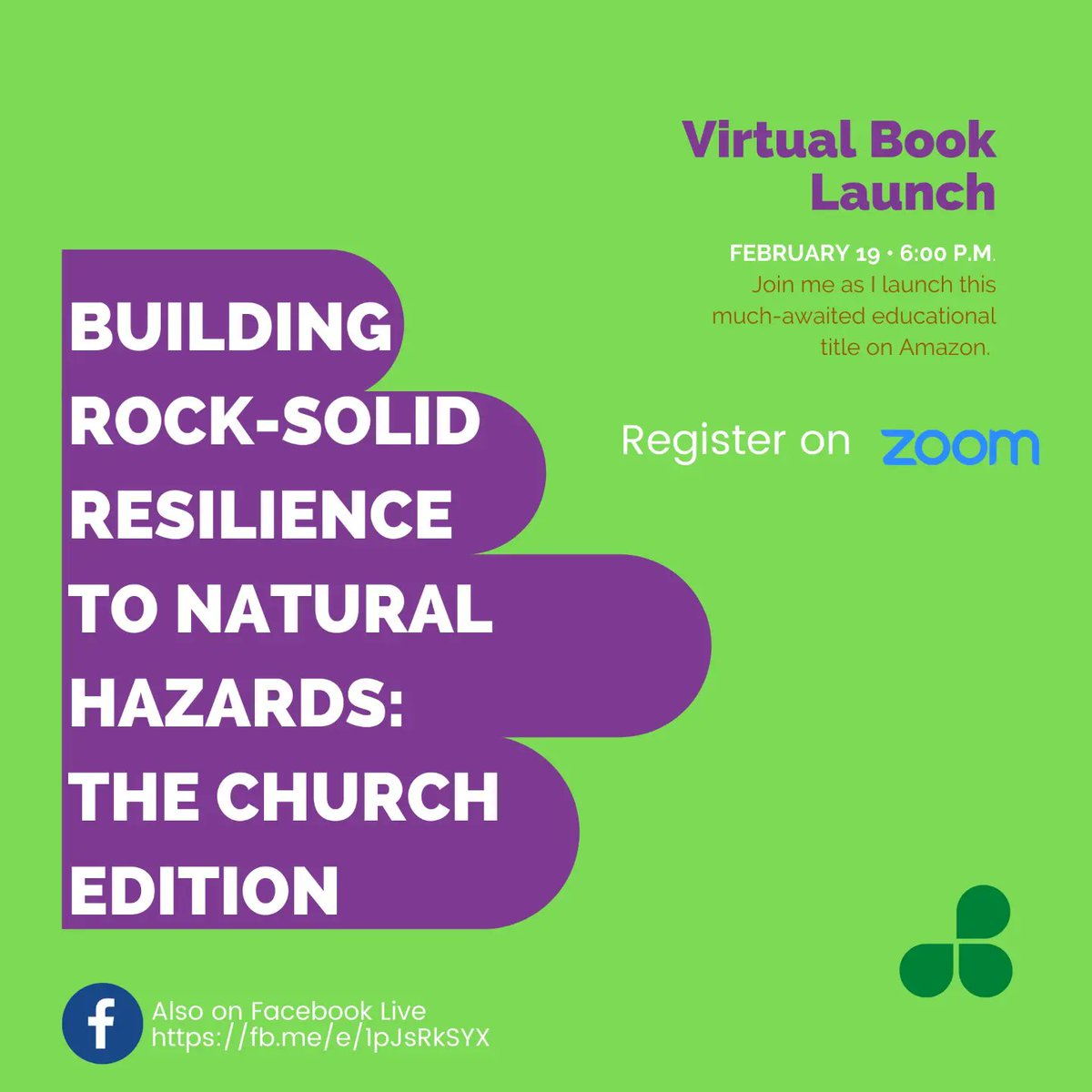 jiepsec's tweet photo. You are invited to the virtual official launch of the book Building Rock-Solid Resilience to Natural Hazards: The Church Edition.
When: Feb 19, 2022 06:00 PM Bogota https://t.co/tjloMZ2RGX
