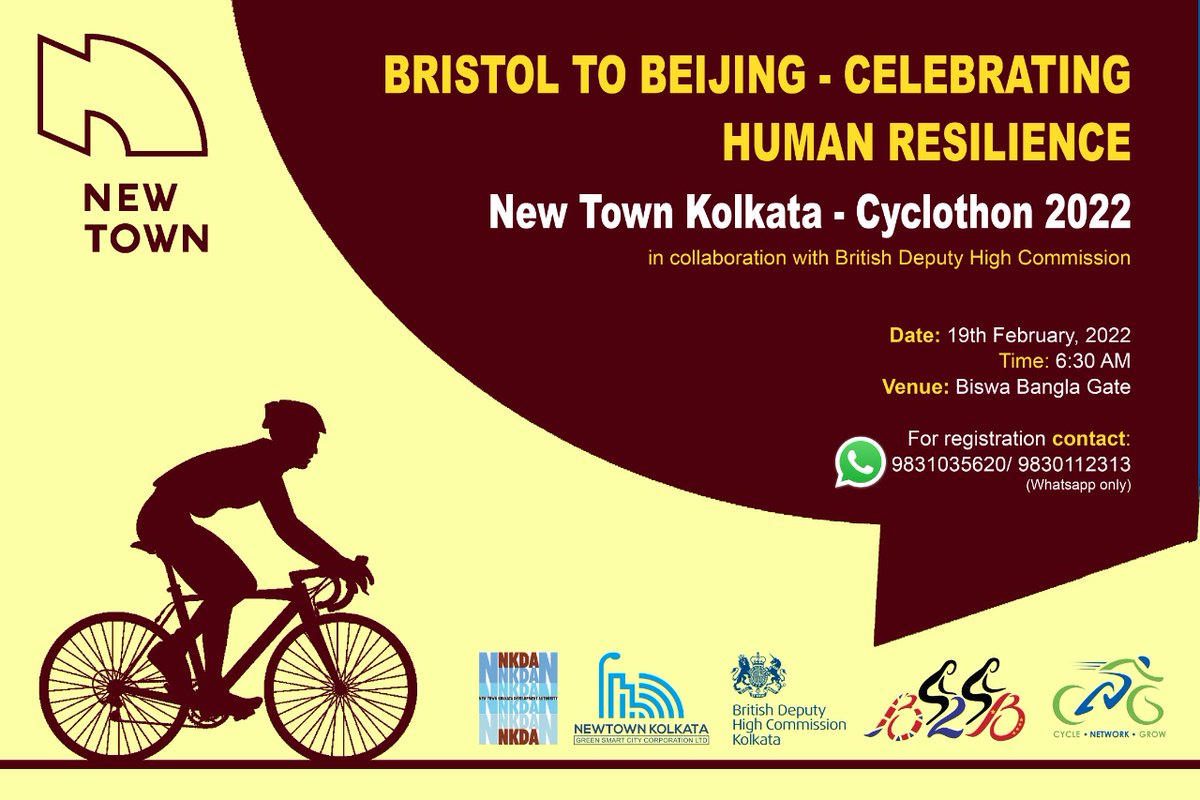 AsokeKumarRoy7's tweet photo. Newtown - The future Cycle City of Bengal! Participate in the Cyclothon 2022 on 19th February at 6:30am to cheer up Luke Grenfell -Shaw and raise awareness on cancer fight! 
Register on WhatsApp at - 9831035620/9830112313

#cyclothon #RegisterNow #newtownkolkata #cancerawareness https://t.co/HI3B7geA8E