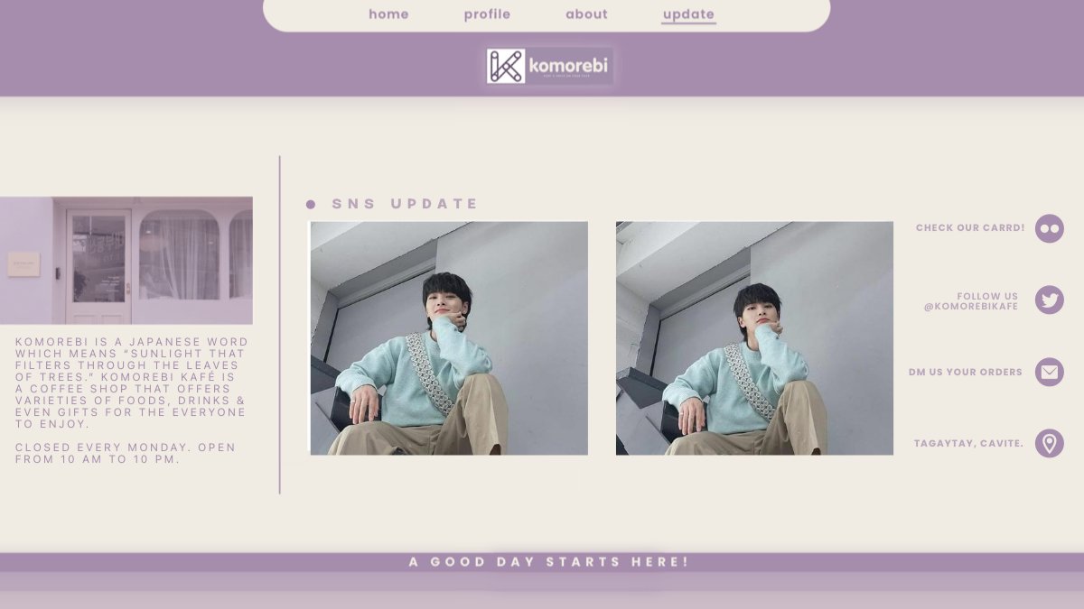 ️️ ️️ ️
️️ ️️ ️     sol.⠀ sns update!
      ≡ 02 - 12 - 22 | 10:04 am
      ⌕  Komorebi Cafe, Tagaytay City
️️ ️️ ️