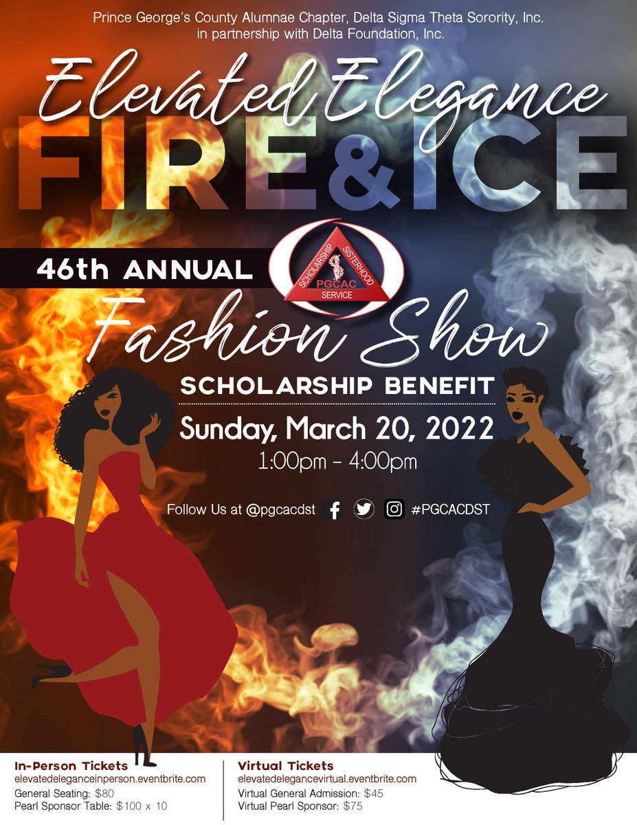 pgcacdst's tweet photo. Are you a fashionista always in search of new pieces? Support your local designers *and* scholars at our 46th Annual Fashion Show Scholarship Benefit.

#PGCACFireAndIce 
#PGCACFashionShow22 
In-Person: https://t.co/vPJm5AbFGJ
Virtual: https://t.co/Qsq5VtXq86

See you there! https://t.co/XYXkqV4AE9