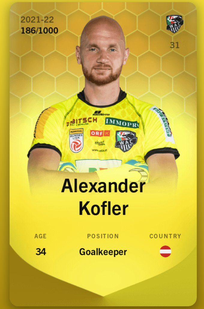 SRDimeBar's tweet photo. Big day tomorrow for these two #Wolfsberger goalkeepers tomorrow, whoever starts should see a nice increase in value and indicate a possible window to sell (Especially if #Kuttin does start), lets hope whoever starts scores some nice points!
#Sorare #NFT #Bundesliga #Kofler https://t.co/xFCgXIqbSz