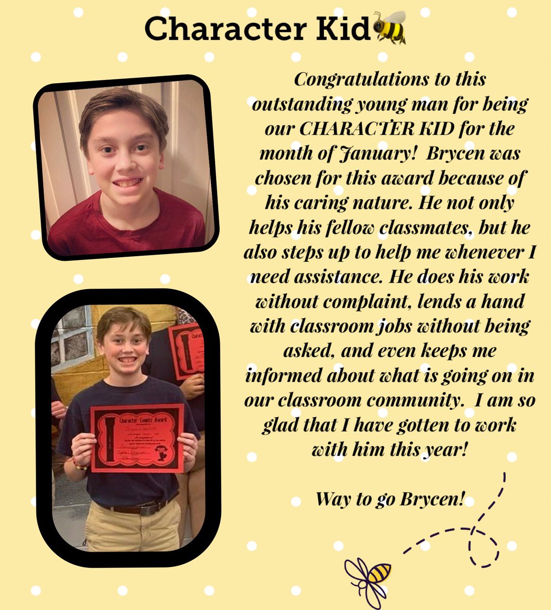 Congratulations to our character kid! <a href="/CollierES/">Collier Elementary</a>