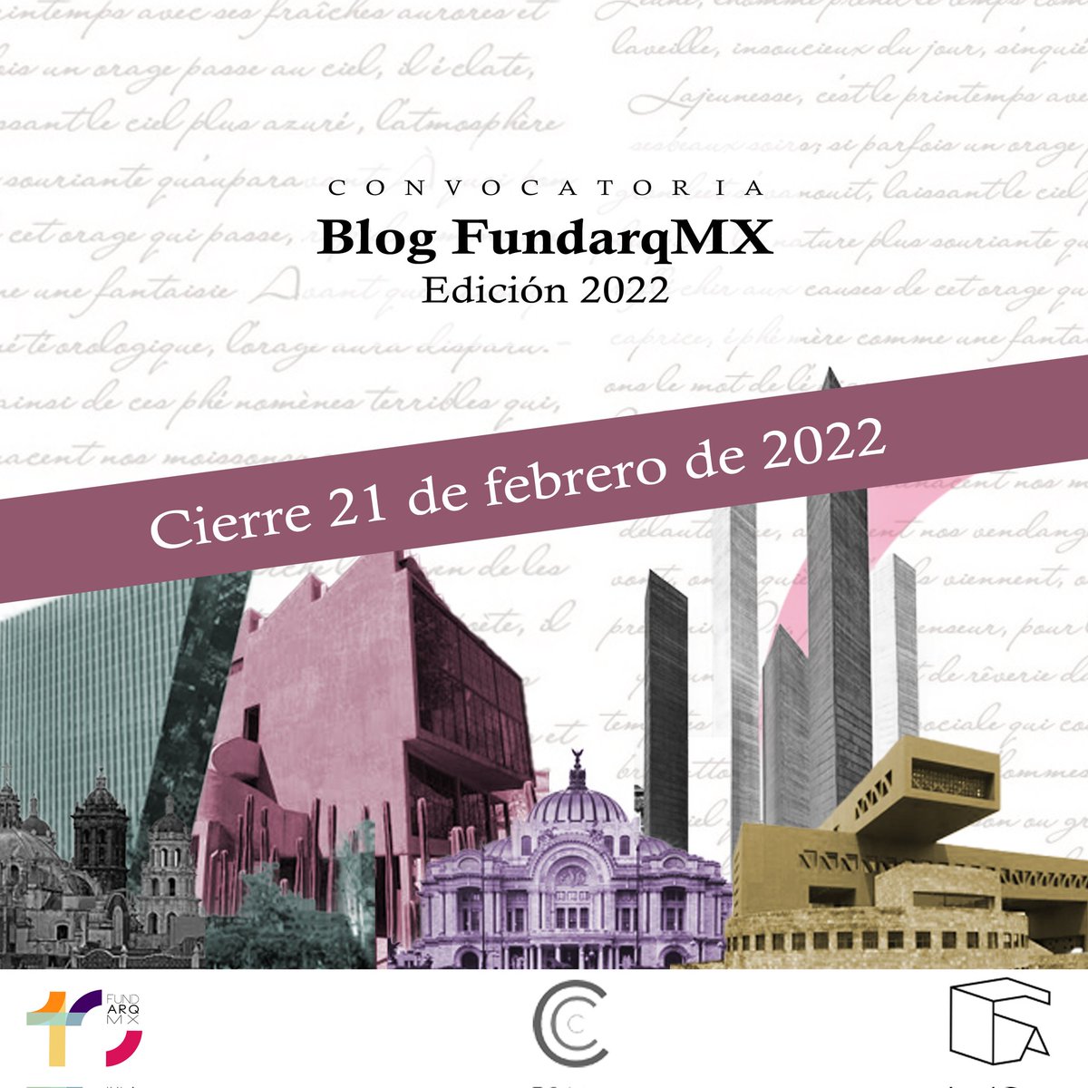 fundarqmx's tweet photo. ¡Últimos días de la #ConvocatoriaBlogFundarqMX!
Manda tus escritos y forma parte de los contenidos del #BlogFundarqMX este 2022. 

@casadelarq y @fundarqmx 

Bases, premios y jurado aquí
https://t.co/FeeA4InOPF https://t.co/GMe5P3OOkb