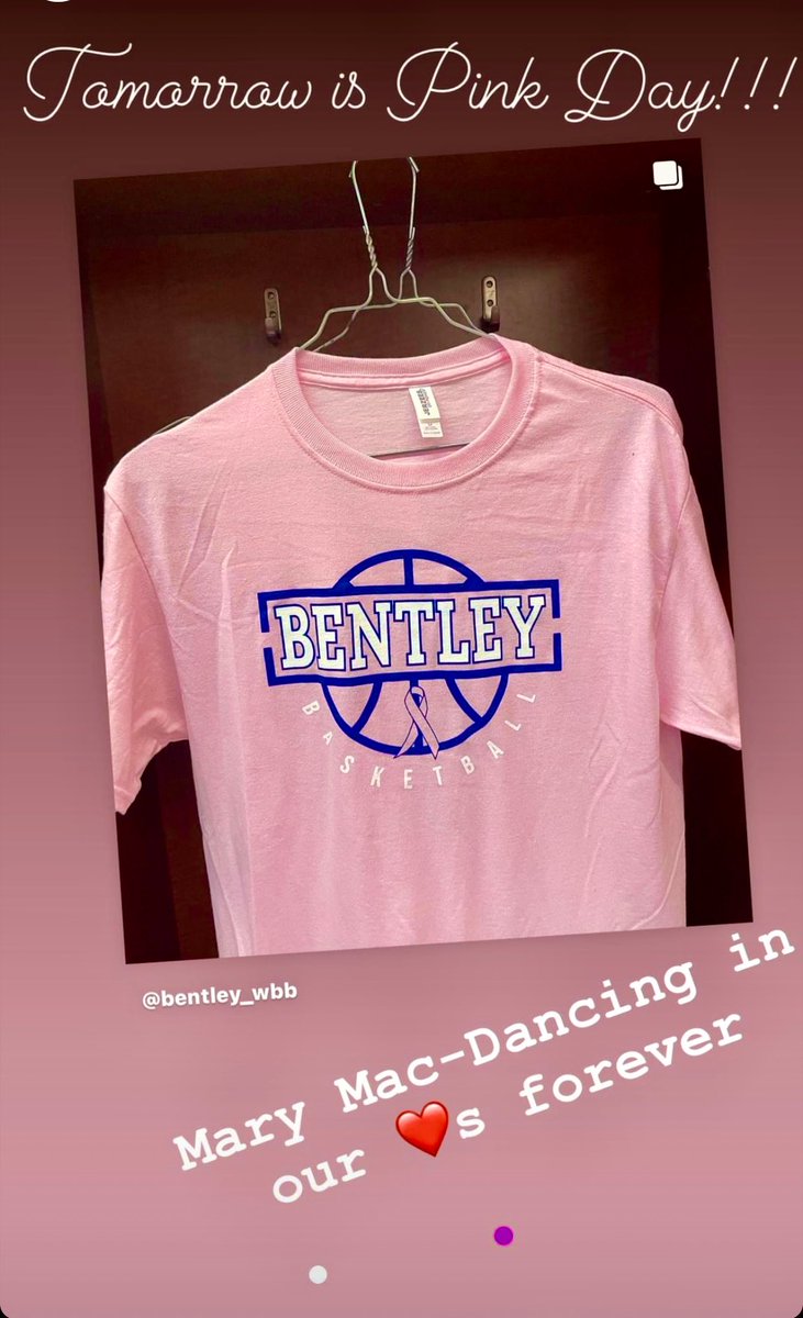 coachanniemac's tweet photo. Tomorrow is Pink Day for @BentleyWBball! Always an emotional day to honor Breast Cancer survivors, those who are fighting & those who have lost their battle to this horrific disease! #MaryMac #Dancinginourheartsforever ☘️💜☘️💜 https://t.co/z5VTp5IoDl