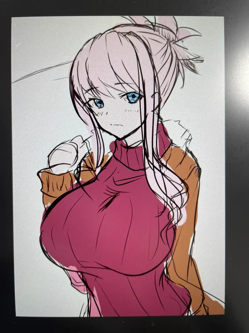 柄にもないタイプの落書き。
って髪型的には左右反転しないとダメなやつですねこれ。。 