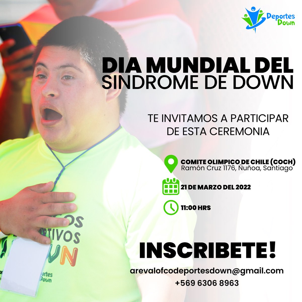 Ayúdenme con un RT para visibilizar esta actividad <a href="/iranarcos/">Iran Arcos</a> <a href="/Orrego/">Claudio Orrego L.</a> <a href="/joseantoniokast/">José Antonio Kast Rist 👍🇨🇱</a> <a href="/nelsonavila/">Nelson Ávila</a> <a href="/danielexhuevo/">Daniel Fuenzalida</a> <a href="/KarlaEnAccion/">Karla Rubilar Barahona</a> <a href="/senadis_gob/">Senadis Chile</a> <a href="/penalolen/">Peñalolén</a> @cordeport <a href="/turca_chica/">Turca Chica</a> en#down #sindrome #deportes #juegos