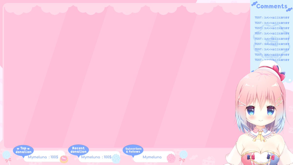 Mymeluna's tweet photo. Overlay and Schedule design @/TaihoHikari
🍬Sweet and girly theme ~ 🍬
#mymecomms
#vtuberassets #Vtuber #overlaydesign #scheduledesign https://t.co/EoldsDyDl3