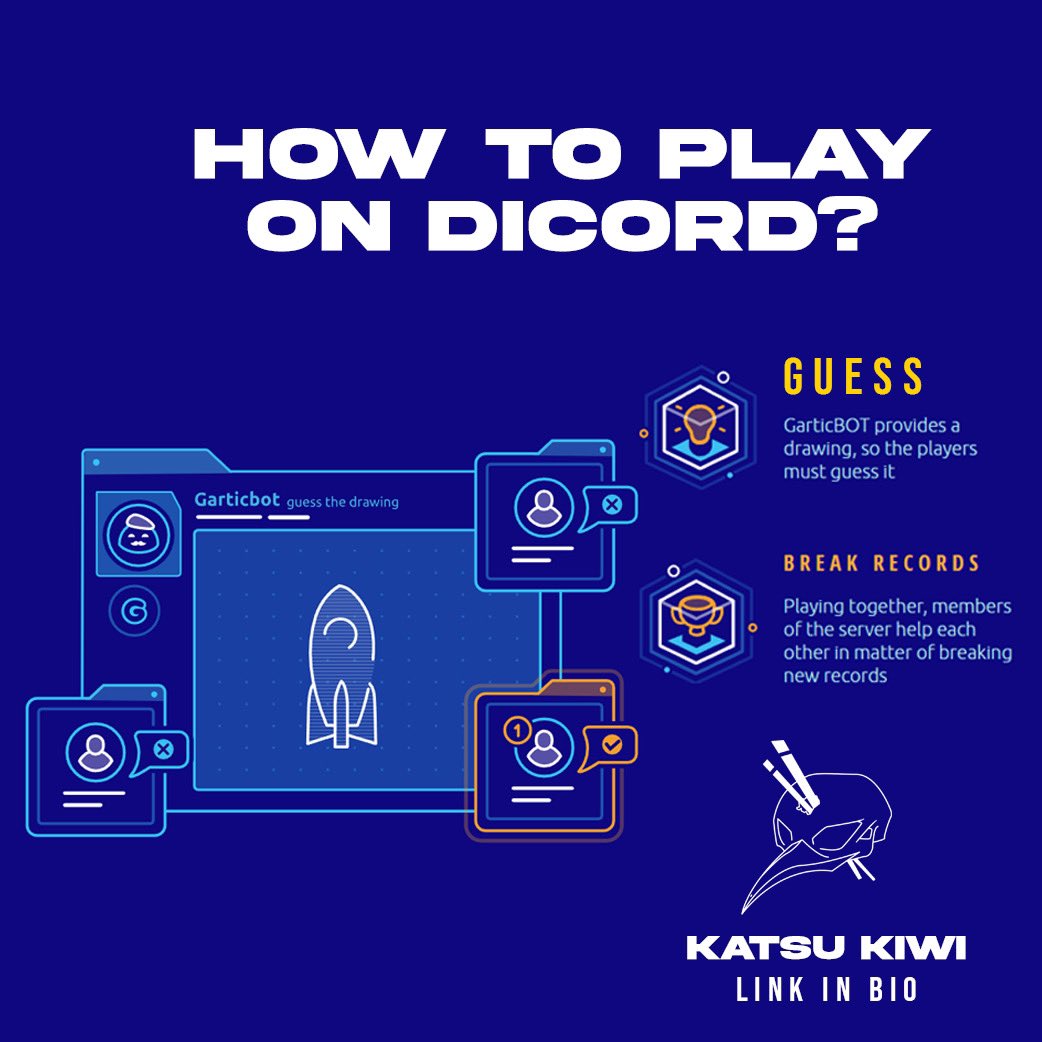 kiwi_katsu's tweet photo. What's up katsu clan , We've noticed some members in our community like to game? 🤎

Try your luck against @gartic and secure the record for 24hours to win a WL or just for bragging rights🌈💫

Discord link in our bio ☄️🪐

#kiwikatsu #katsukiwi #nftnz #nznft https://t.co/hjYKeA61Ln