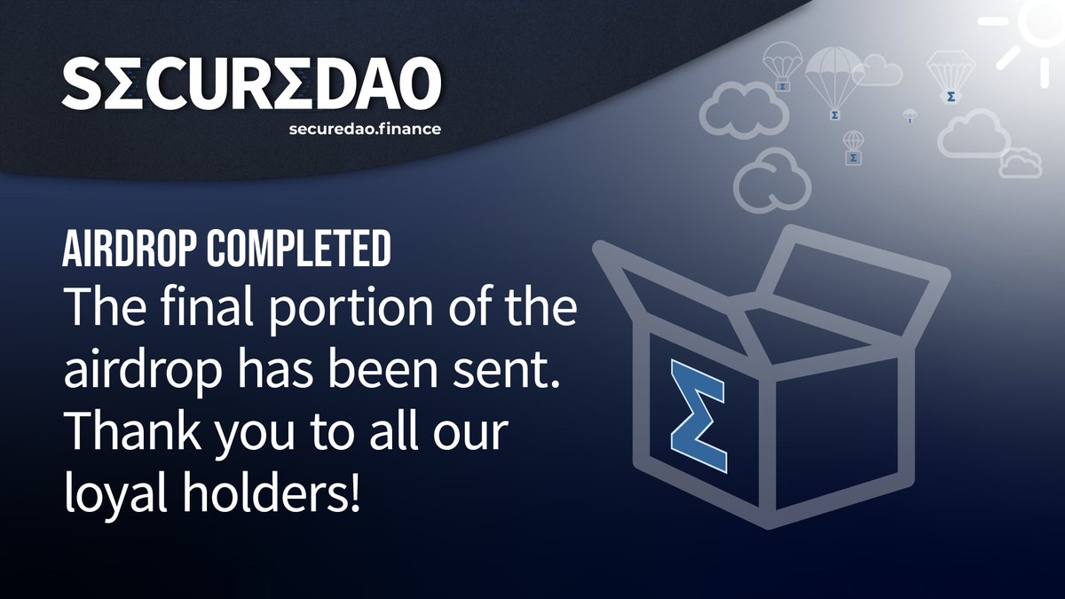 SecureDao's tweet photo. SecureDAO has completed our airdrop and all eligible wallets have been airdropped $SCR. Thank you again to all our holders. We have some more developments to be announced Soon™️. 

#Fantom #defi #cryptocurrency https://t.co/ezjbFOoZRV