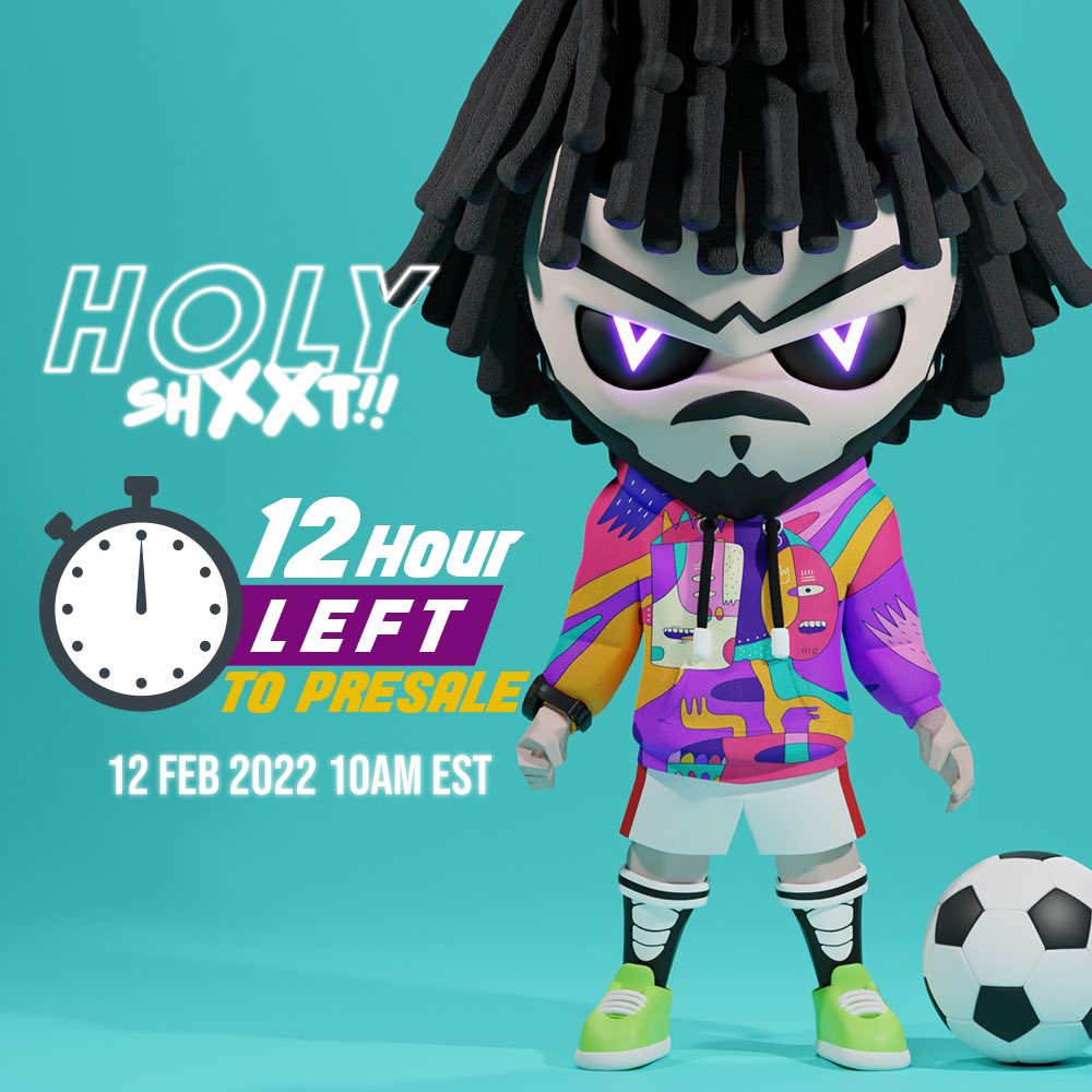 HolyShxxtNFT's tweet photo. 12 HOURS LEFT TILL WE GO LIVE FOR PRESALE!! 🔥

Last chance to grab your final Whitelist Spots! 

Join Discord now! (Link in Bio)

#NFTdrop https://t.co/eIZ5jTtZ7j