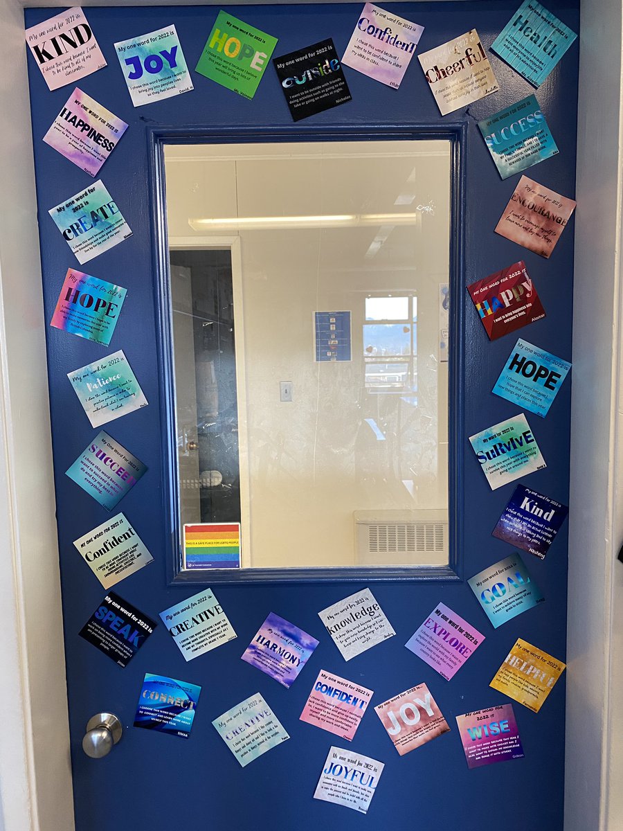 karolyniverson's tweet photo. My students finished their one word for 2022 on Canva. We downloaded them and I got them printed at London Drugs. When I saw them printed, my heart burst. Such amazing, inquisitive, thoughtful, and inspiring sts I have. #personalawareness #art #communication @canva @inmanSD41 https://t.co/IuEwWyQNIL