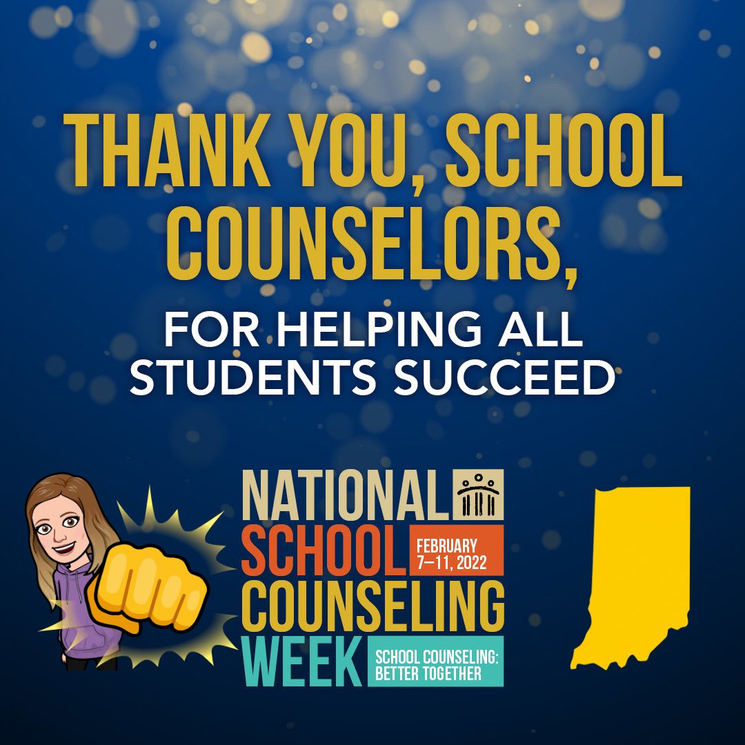 A big THANK YOU to IN School Counselors for helping ALL students succeed! I hope you enjoyed your special week! Best profession ever! 👏🏻💯💪🏼🤩#NSCW22