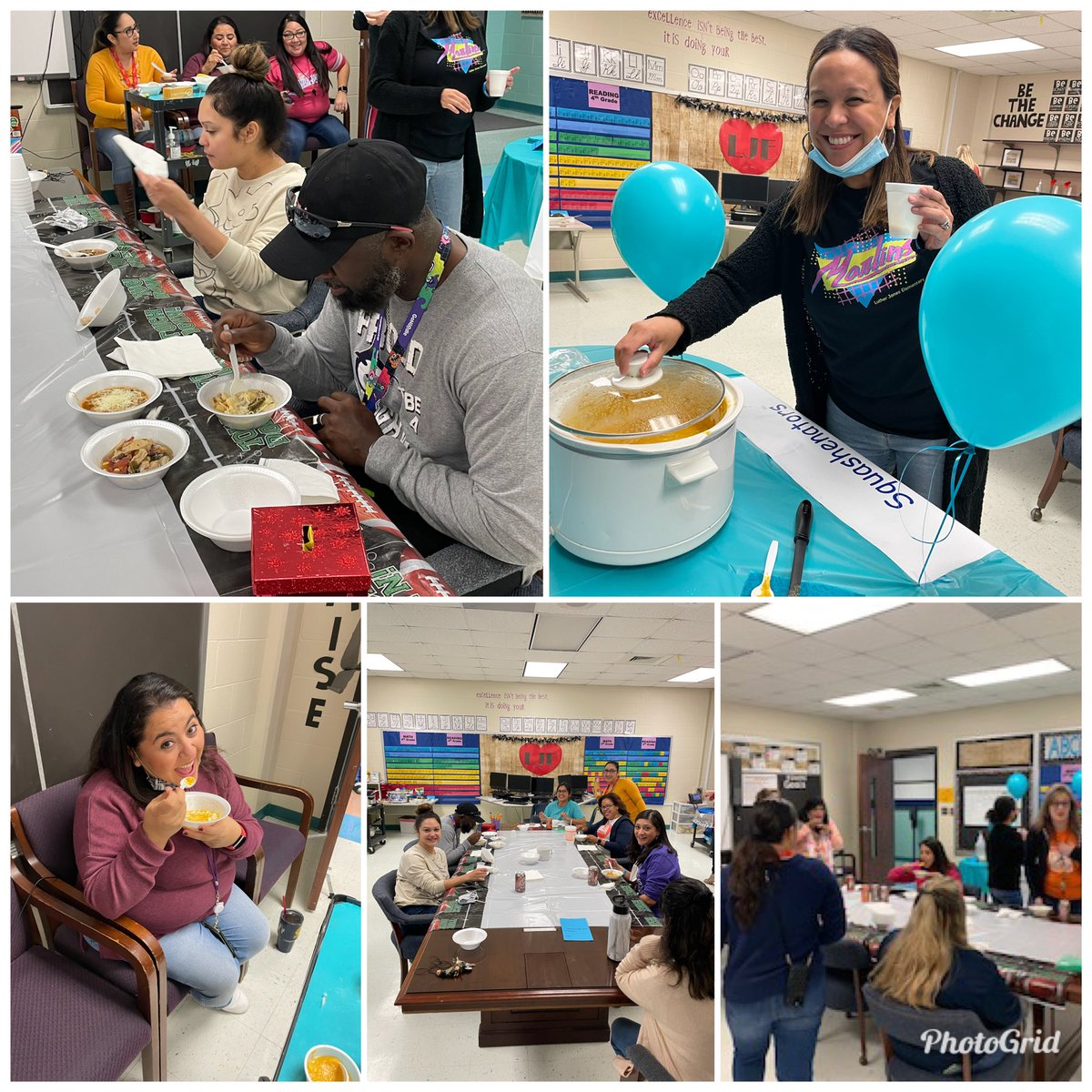 amyepina's tweet photo. We ended our week with an LJE Souper Bowl! Congrats to our champs: 5th grade, pe, and music beat all the other soups and took home the golden ladle! Kindergarten/PK/ECSE won the most creative name- βLos Pollos Locos.β #souperbowl #ljerocks #ccisd @es_luther https://t.co/ITQm8PZR7F