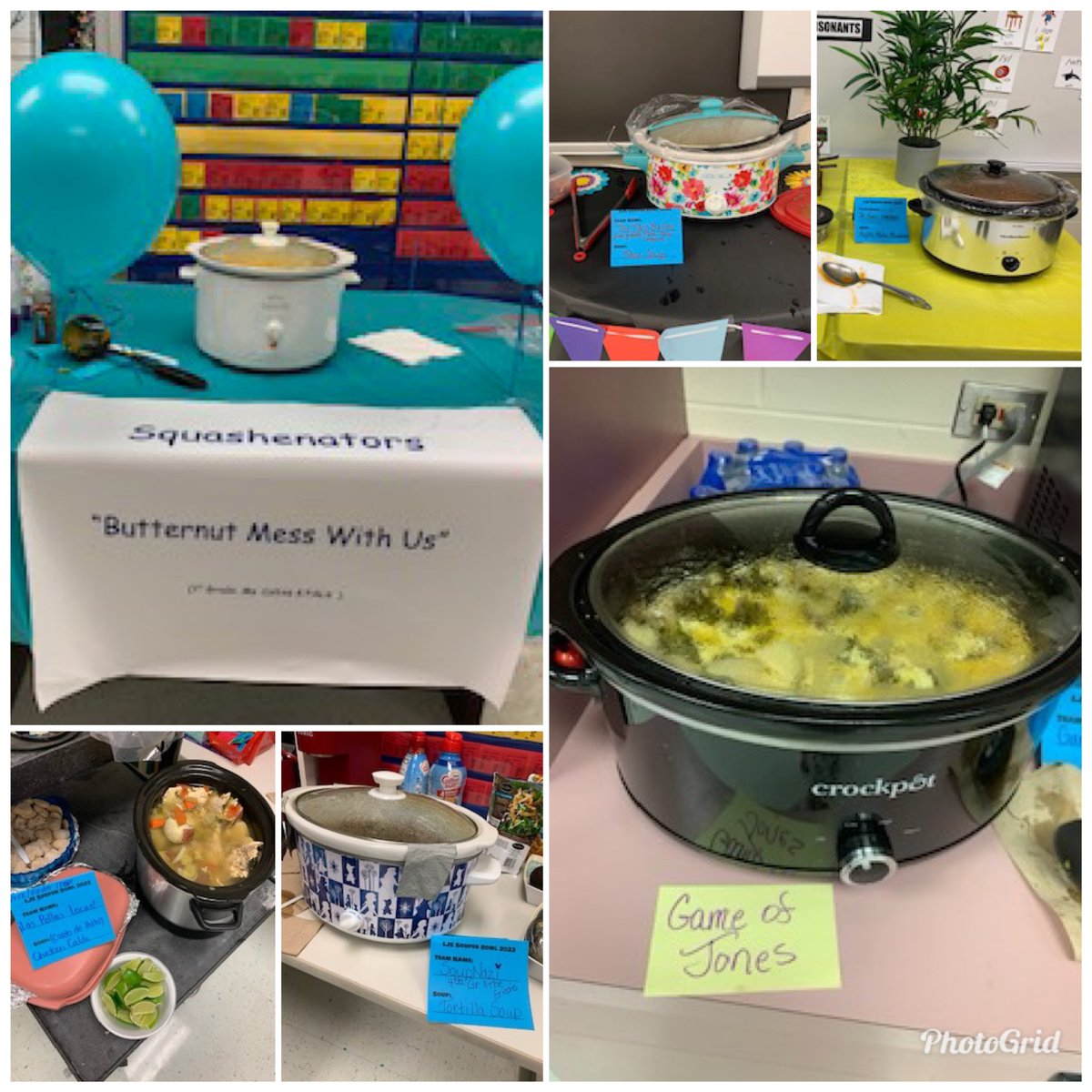 amyepina's tweet photo. We ended our week with an LJE Souper Bowl! Congrats to our champs: 5th grade, pe, and music beat all the other soups and took home the golden ladle! Kindergarten/PK/ECSE won the most creative name- βLos Pollos Locos.β #souperbowl #ljerocks #ccisd @es_luther https://t.co/ITQm8PZR7F