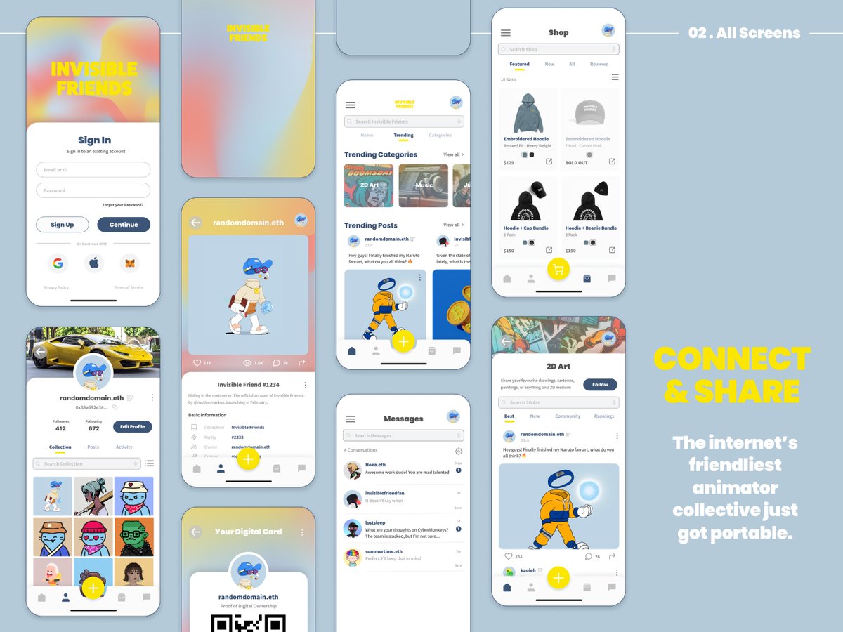 drawtofive's tweet photo. An @InvsbleFriends mobile app concept that brings users together to share posts, support each other and make meaningful connections❤️Cr @ben_bean03 for the amazing naruto fanart 

#BingBong @MotionMarkus @coinbilly @Ilovemytoast @ashh_eth @Mendez_NFT @flex_eth @nelsg_ @dribbble https://t.co/AhztkAHVgl