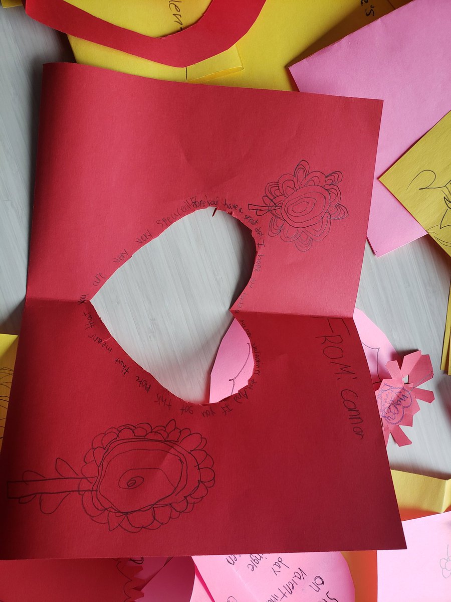 BradrickKenya's tweet photo. Here are just a few of the Valentine cards my 4th graders made residents at a local nursing home. It was so sweet to see them showing kindness to others and enjoy it. #Proudteacher #4thGradersRock #HAPPYVDAY @Delaware_SPS @officialSPS https://t.co/TEjYhL6G2f