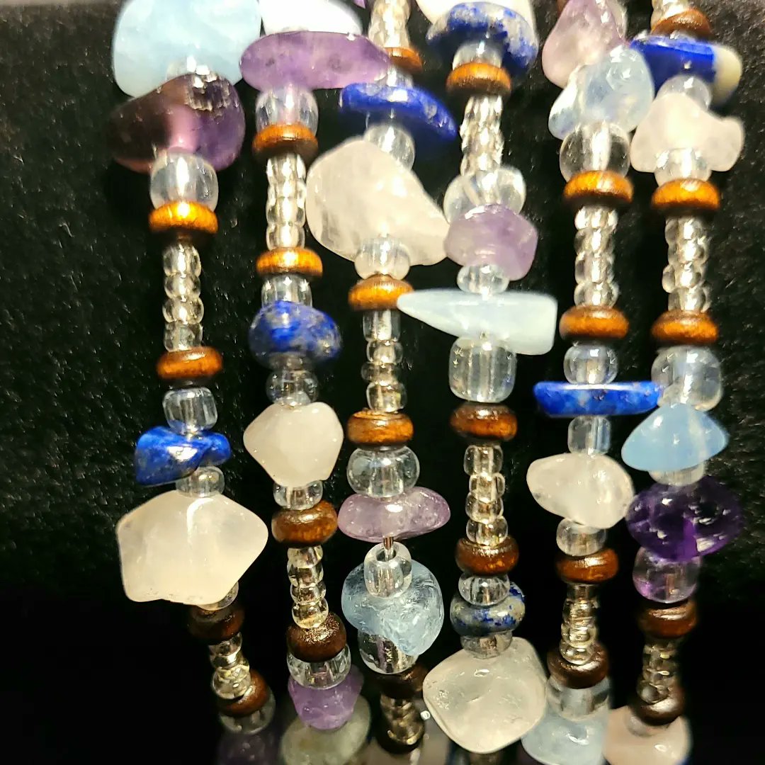LightCrystalHe1's tweet photo. This Bangle Bracelet has #Aquamarine #Amethyst #RoseQuartz #LapisLazuli Crystals. Do you like the combo of these Crystals? Please let us know what you think! https://t.co/ox7mgmaGTF
