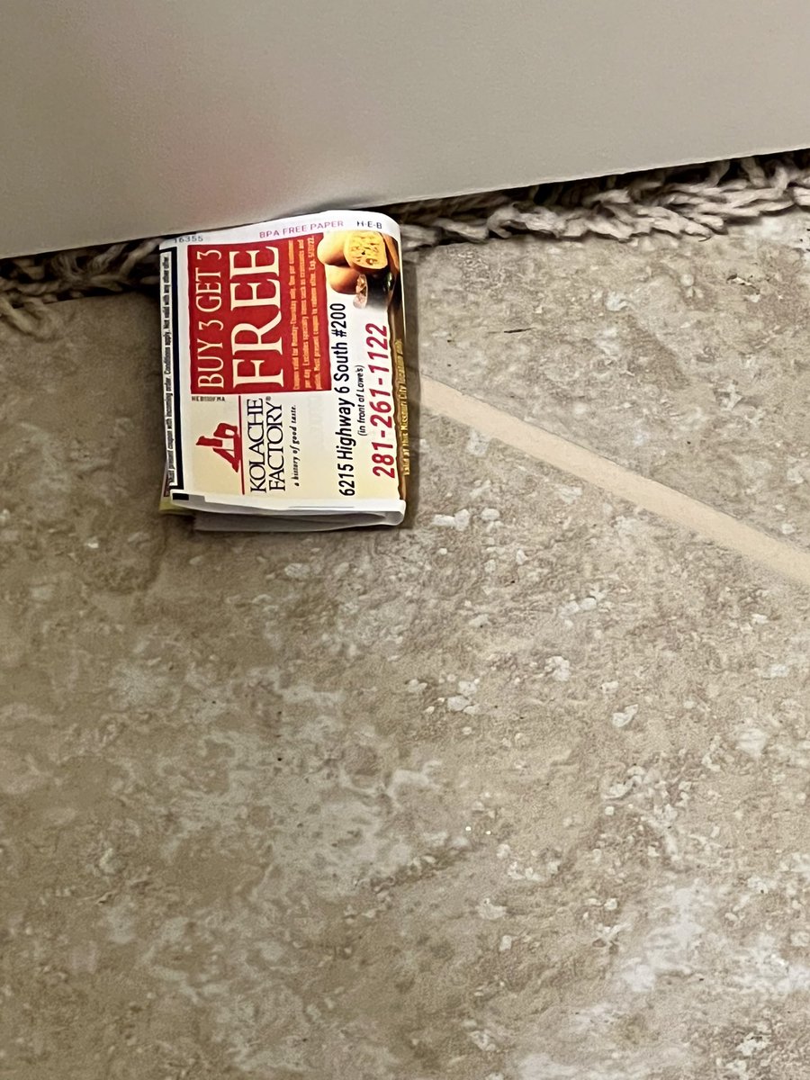 BMitchRX's tweet photo. Kids trying to get kolaches for breakfast tomorrow so they slid a coupon under the bathroom door 🤣 #Deals #DaddyLook https://t.co/1O2EETFvJt