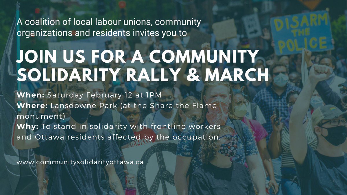 ShawnMenard1's tweet photo. There are two rallies being planned on Saturday in #Ottawa in @CapitalWard at Lansdowne. The first without a March at 11am that will meet up with a larger rally at 1pm with a March included. For residents, frontline workers and our schools. #ottnews #OccupationOttawa https://t.co/QiqKVsqvZa