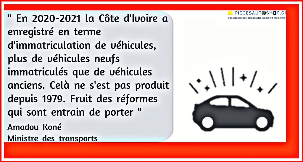 piecesautoshop's tweet photo. #CIV225 #ActuAuto #InfoRoute
⭕️ 《 Plus de véhicules neufs immatriculés que de véhicules d'occasion en 2020-2021.
Celà ne s'est pas produit depuis 1979. 》
Amadou Koné
Ministre des Transports
#TransPers #AutoMoto https://t.co/iPDZYmyX0x