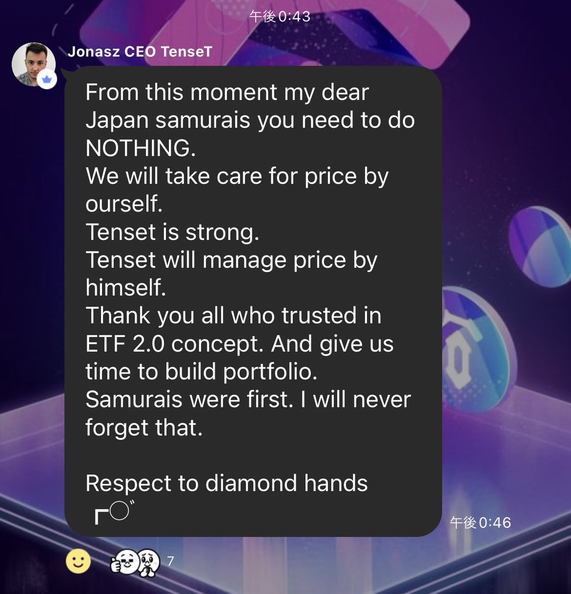 yama31122's tweet photo. 本日の #Sirjonasz CEOコメント‼️
#tenset_io は全ての始まり
#metahero_io #kangaExchange
#EVERDOME https://t.co/qUHFvx2ch4