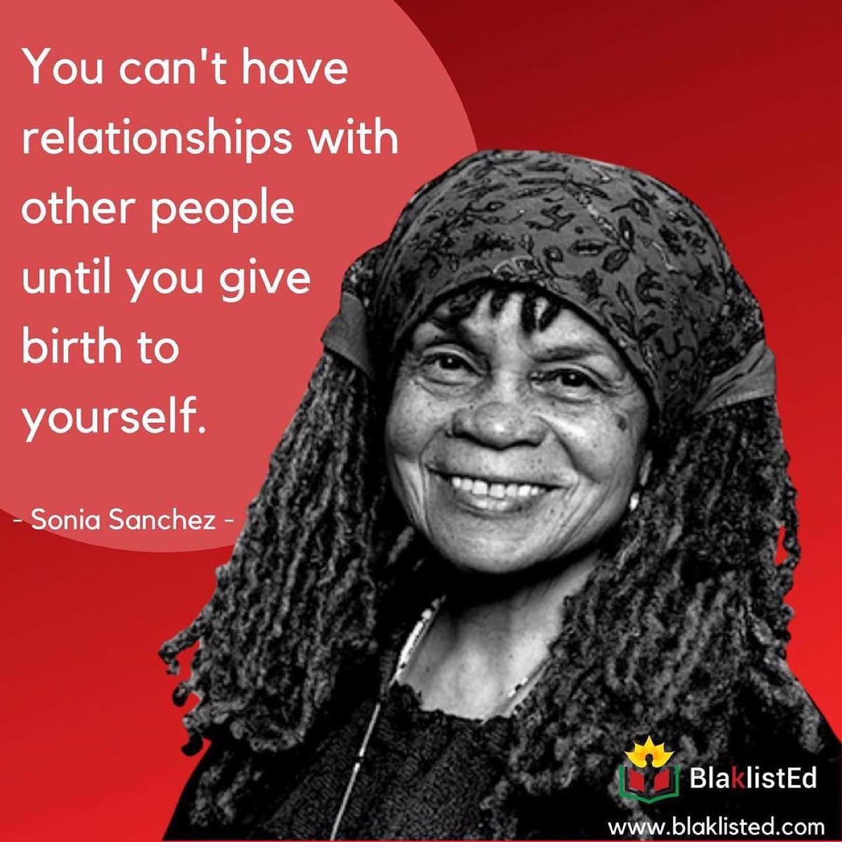 Get 15-minute key ideas from Black nonfiction books in text &amp; audio. 📚🎧 Download Free &amp; Subscribe, today at blaklisted.com

#soniasanchez #blaklistedapp #poetry #poems #blackpoet #blacklove #love #selflove #selfesteem #blackpeopleread #blackmenread #blackwomenread