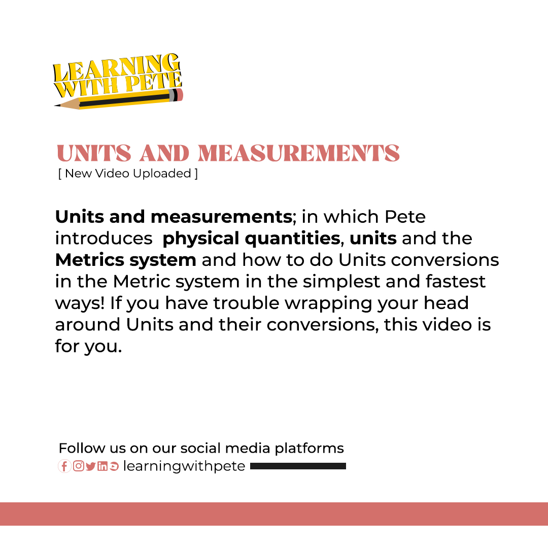 _LearnwithPete's tweet photo. Hello world 🌎!!!
We are excited to let you know we have uploaded a new video content on our YouTube channel on a very interesting topic called

UNITS AND MEASUREMENTS
https://t.co/gu8ETY0eVR
#education #Ghana #UTAG #Joysms #Youtube #Maths
#E_levy #kyeiwaa https://t.co/07zyXif5da