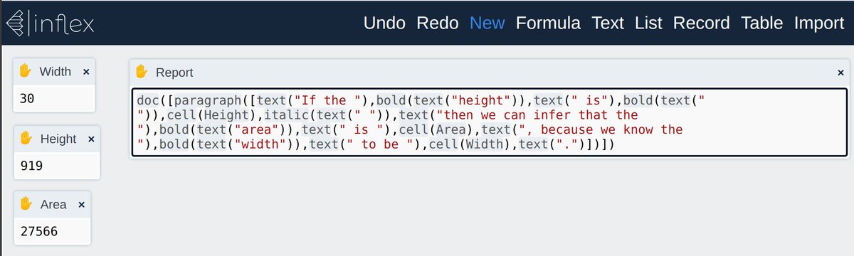 Everything in Inflex is backed by source code, the single source of truth. Here you can edit a document as rich text, or as code. Most people won't touch the code, but that doesn't change its value!