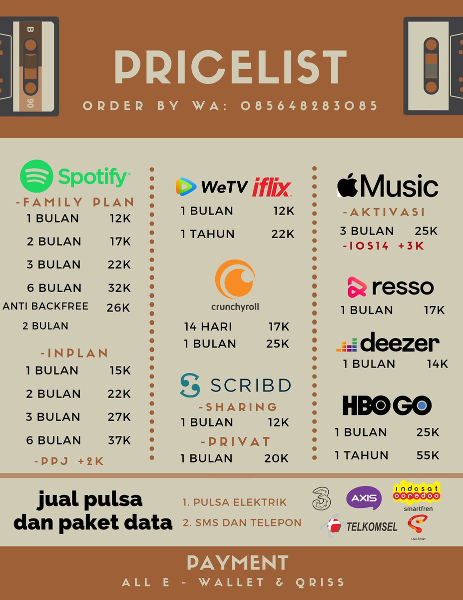 eypics's tweet photo. READY APP PREMIUM LANGSUNG PROSES

yang cari Spotify, Netflix, Youtube yt premium, Viu, Iflix, Disney+, weTV, Iqiyi, Canva

100% Legal Aman Murah Trusted dan banyak pilihan

💌WA for order (fast respon) https://t.co/UMD8yW5sEx

#zonauang #zonaba #zonajajan https://t.co/TzdxQoXpx3 https://t.co/z2JOWvZoZt