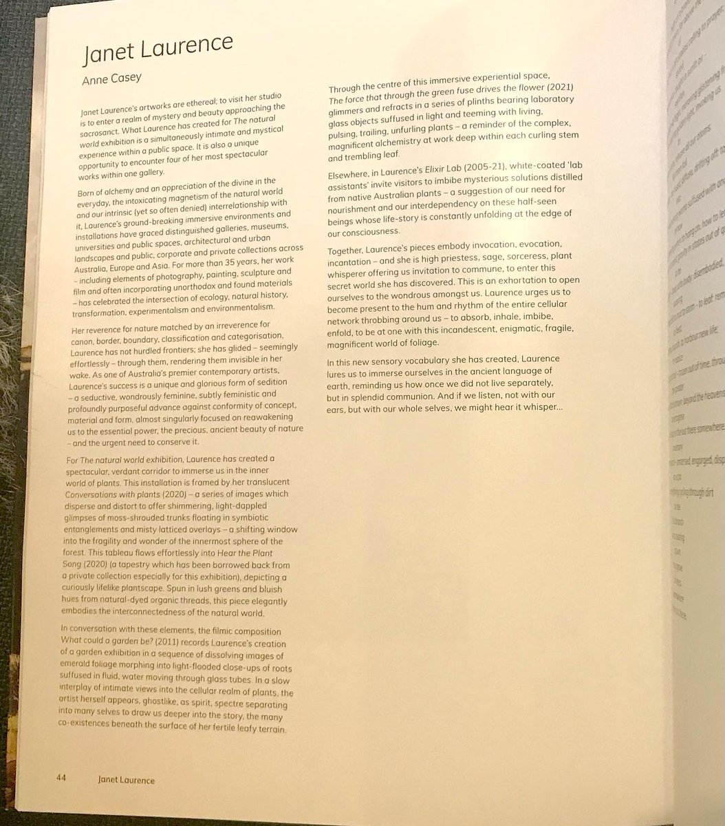 1annecasey's tweet photo. A huge privilege to be commissioned to #write an #essay &amp; #poetry responding to the extraordinary #art of leading #Australian contemporary #artist Janet Laurence for #DestinationSydney - The Natural World #exhibition at @MosmanArt Gallery https://t.co/91JG2ckl5f @sydney_festival https://t.co/kna6ZcV5Ln