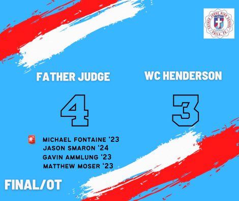FJHockey's tweet photo. Judge battles back from a 3-0 1st period deficit to win in OT. #gojudge https://t.co/onfT5TksyV