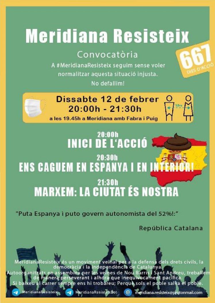 🔴 Des de <a href="/CDRCerdanyola/">CDR Cerdanyola #DecidimSer #CDRAntifeixista</a> tot el nostre suport a <a href="/MeridianaResis1/">MeridianaResisteix</a> ✊  
Gràcies valents, sou el símbol del poble ferm que defensa la llibertat
#Independència 🏴
Aquest vespre tothom a Meridiana 💪

#TotesSomMeridiana
#MeridianaResisteix 
#NiUnPasEnrere
#CDREnXarxa