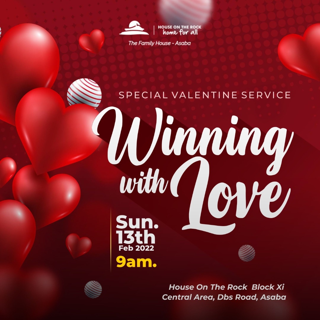 HOTRASABA's tweet photo. Hold on, there's more!
We have something Loveful coming your way. It's our special #ValentineService tagged Winning with Love! Yes, that's right, you do not want to miss this one. Time is 9AM

Host | Pastor Cosfinney Udoka
Remember to bring someone along.

#HOTRInvitesYou https://t.co/wlIp73cPl2
