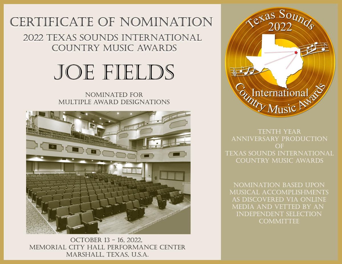 Ampliamos los candidatos locales en el Texas Sounds International Country Music Awards, desde Catalunya y desde Madrid, Joe Fields y <a href="/ChisumCattleCo/">Chisum Cattle Co.</a> … ¡FELICIDADES Y SUERTE!