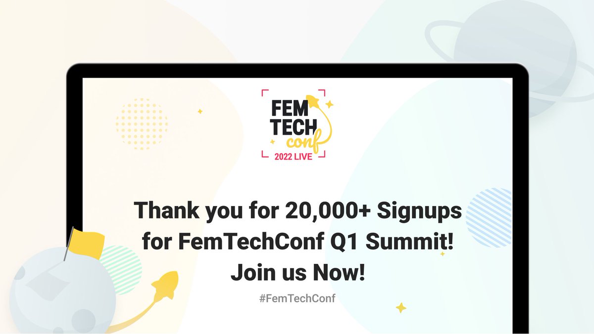femtechconf's tweet image. Thank you! 20,000+ Signups for #FemTechConf Q1 Summit โฅ๏ธ. 
Made possible by our incredible partners including: @GoDaddyLife, @GoDaddyPro, @ShopwareDevs, @Tech_DH, @Tuxera, @TaxdooEng, @wearetipser Railsdevs and more.
Sign up: femtechconf.xyz
#womenintech #100daysofcode