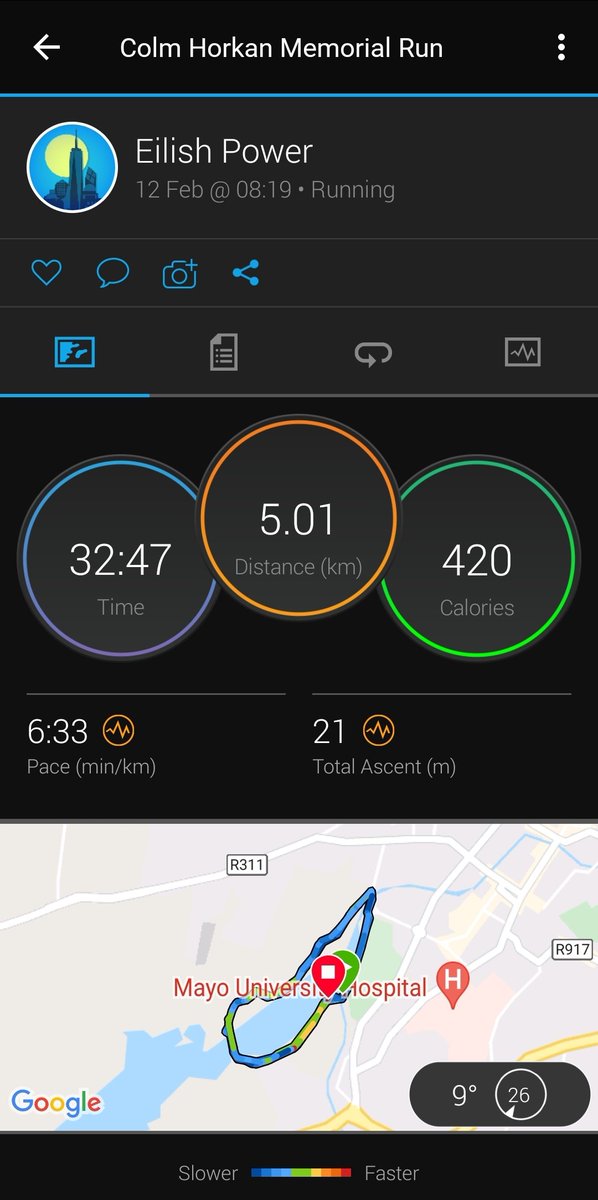 EilisDePaor's tweet photo. It was a cold, wet morning at #LoughLannagh with a howling wind blowing across the bridge, but I'm delighted to clock my virtual 5km #ColmHorkanMemorialRun while supporting his beloved club, @CharlestownGAA. RIP Colm Horkan.
#RunForColm
#GAAFamily
#SayHisName https://t.co/SusdLGukBJ