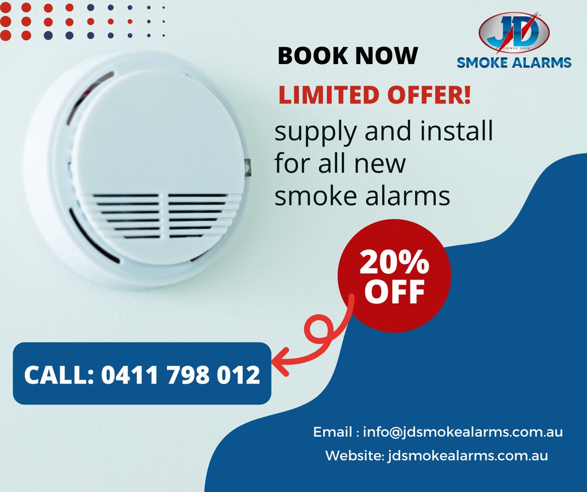 Get a free quote right now! All new hardwired photoelectric smoke alarms and ceiling fans come with a 20% supply and installation discount. This offer is only available for a short time.
*Terms And Conditions Applied
 Call 0411 798 012 
 info@jdsmokealarms.com.au