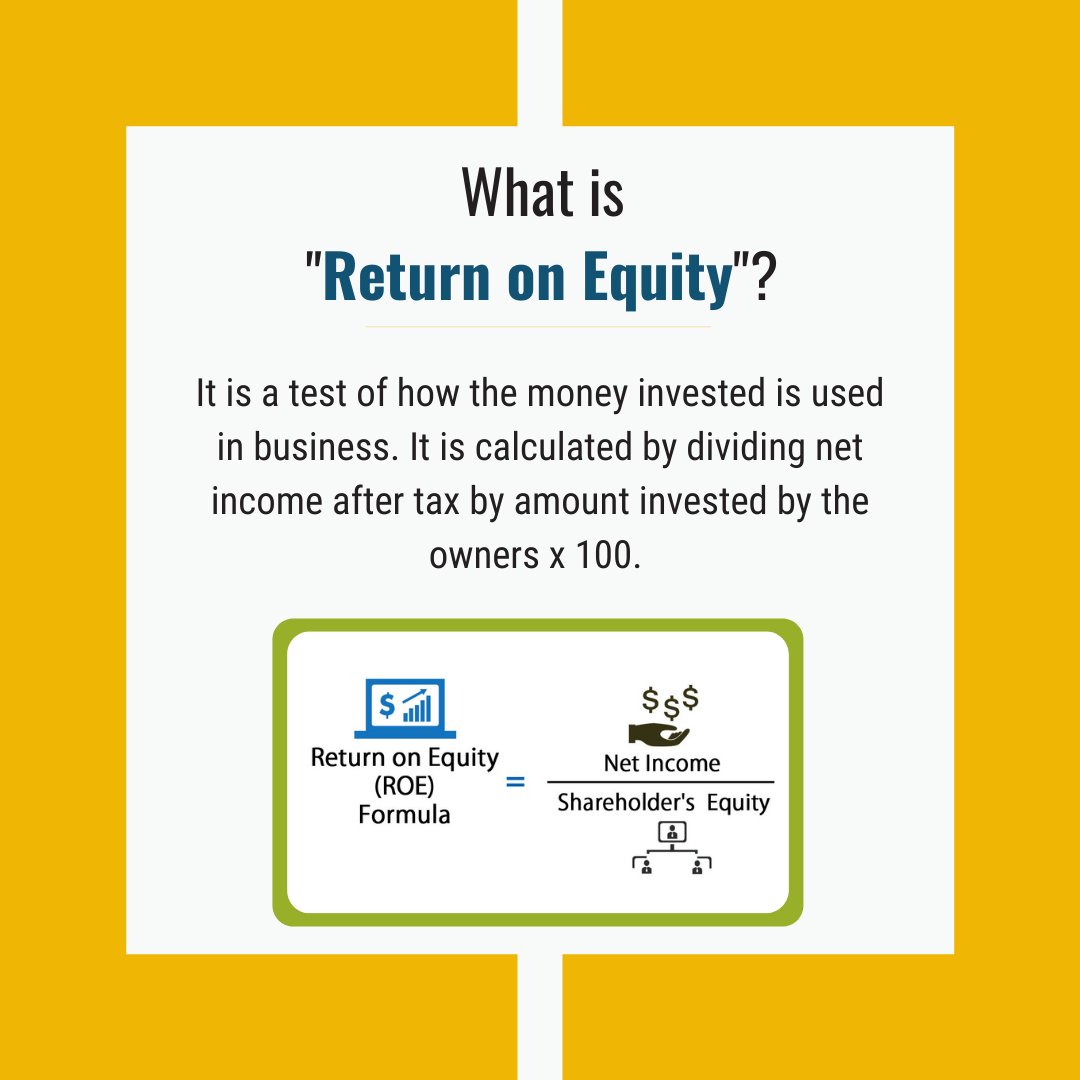 thinkaccompt's tweet photo. You'll need to compare your company's return on equity to industry standards as well as similar firms in your sector to see if it's acceptable. 
Can you name any two companies with ROE greater than 20%?
#accounting #business #finance #accountant #returnonequity #stockmarket https://t.co/weVVdC9NPz
