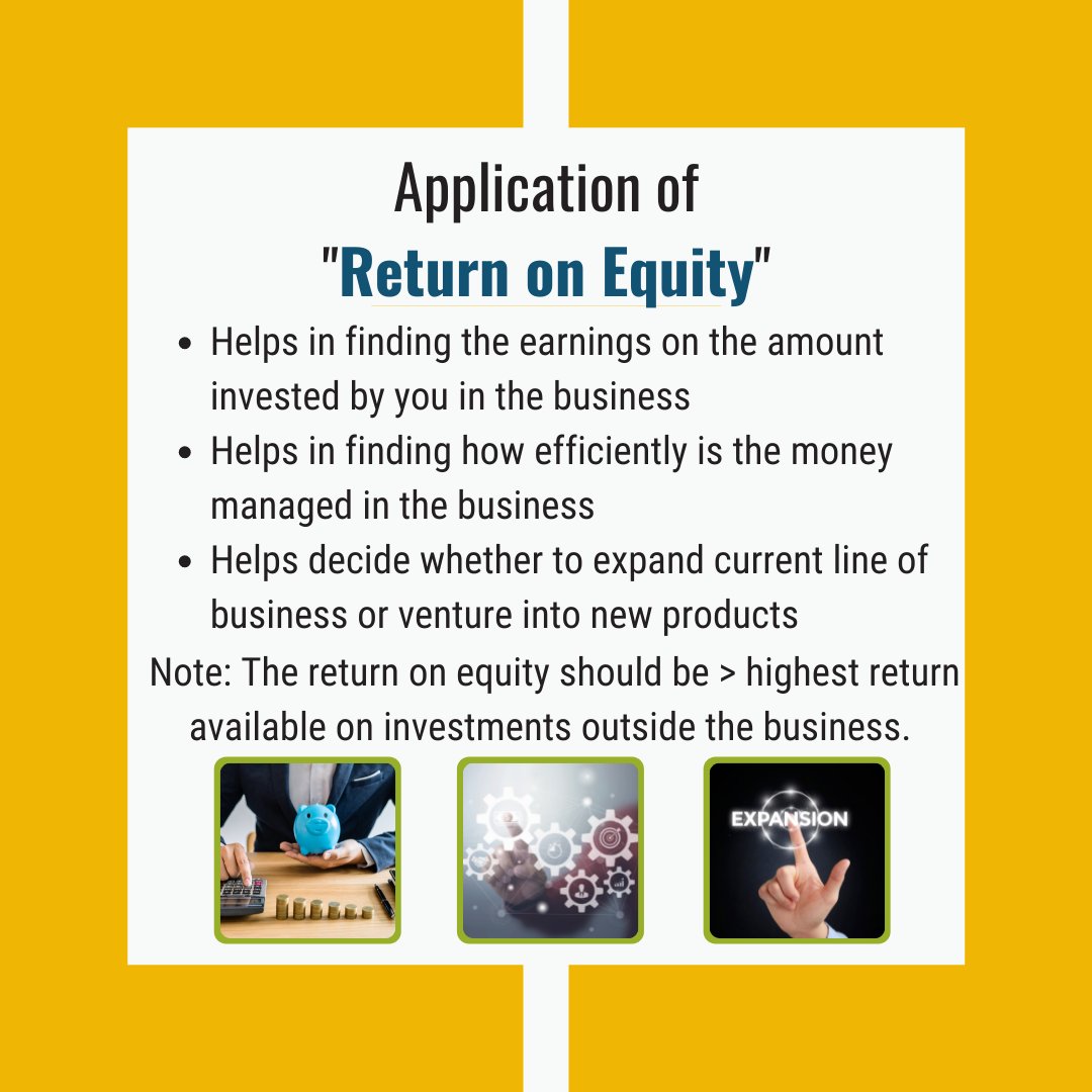 thinkaccompt's tweet photo. You'll need to compare your company's return on equity to industry standards as well as similar firms in your sector to see if it's acceptable. 
Can you name any two companies with ROE greater than 20%?
#accounting #business #finance #accountant #returnonequity #stockmarket https://t.co/weVVdC9NPz