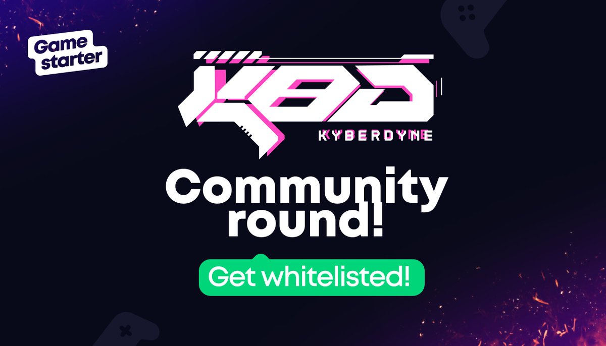 gamestarter's tweet photo. 🎉Win a whitelist spot in @kyberdyne 🏆

Complete the form to be a part of the community round! There will be 15 lucky winners of $50 allocations 🔥

FILL 👉 https://t.co/nYBHrqYCQL https://t.co/KGSEnhHS2D