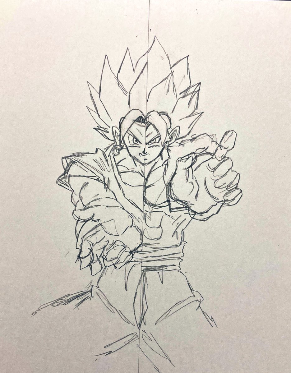 下描きの下描き😎✨
赤髪ゴッドのベジット&ゴジータ 