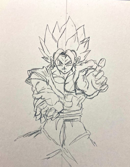 下描きの下描き😎✨
赤髪ゴッドのベジット&ゴジータ 